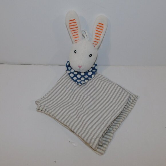 IKEA LEKA White Gray Striped Bunny Rabbit Security Blanket Baby Lovey nunu - Picture 7 of 7